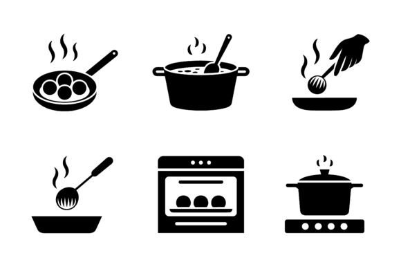 Cooking Methods Recipe Icon Set EPS: A Visual Tool for Culinary Content