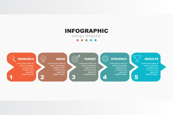 Flat 5 Steps Infographic Template