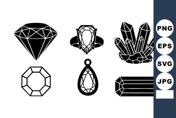 Minimal Black Gemstone Icon Set