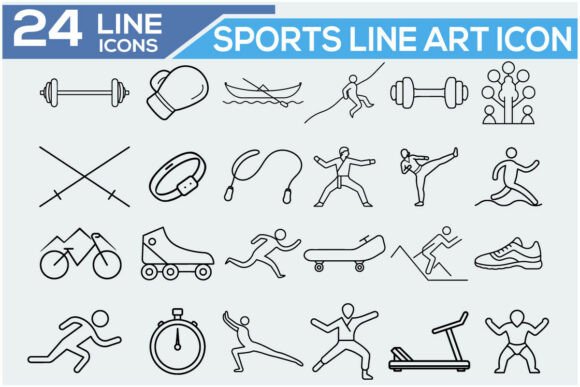 Sports Line Art Icon Set for Modern Design Workflows