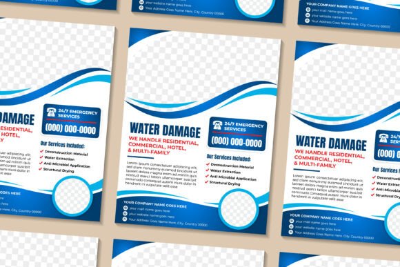 Water Damage Vertical Flyer and Description Water Damage Restoration Flyer Design