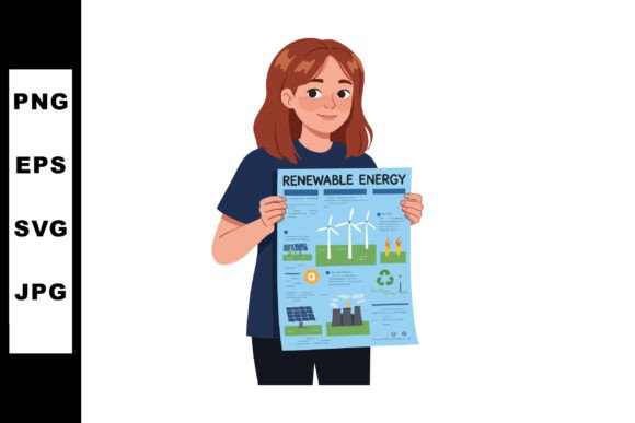 Young Woman Presenting Renewable Energy: A Visual Tool for Sustainable Communication